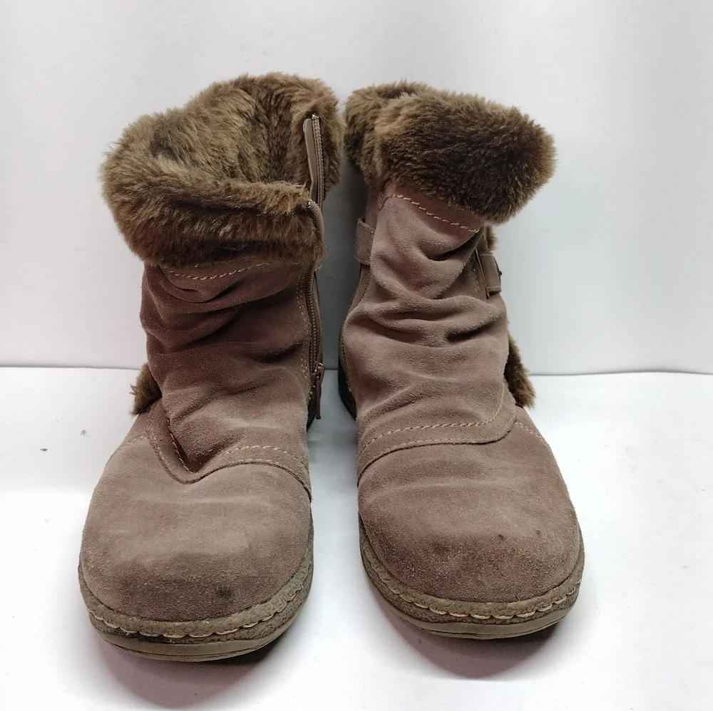 Baretraps Extreme Brown Suede Ankle Boots l Size 8 M l Leather Faux fur - Picture 5 of 10